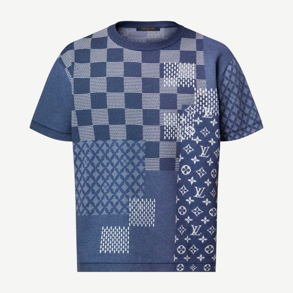 X Nigo Short Sleeved Knitted Crewneck Indigo