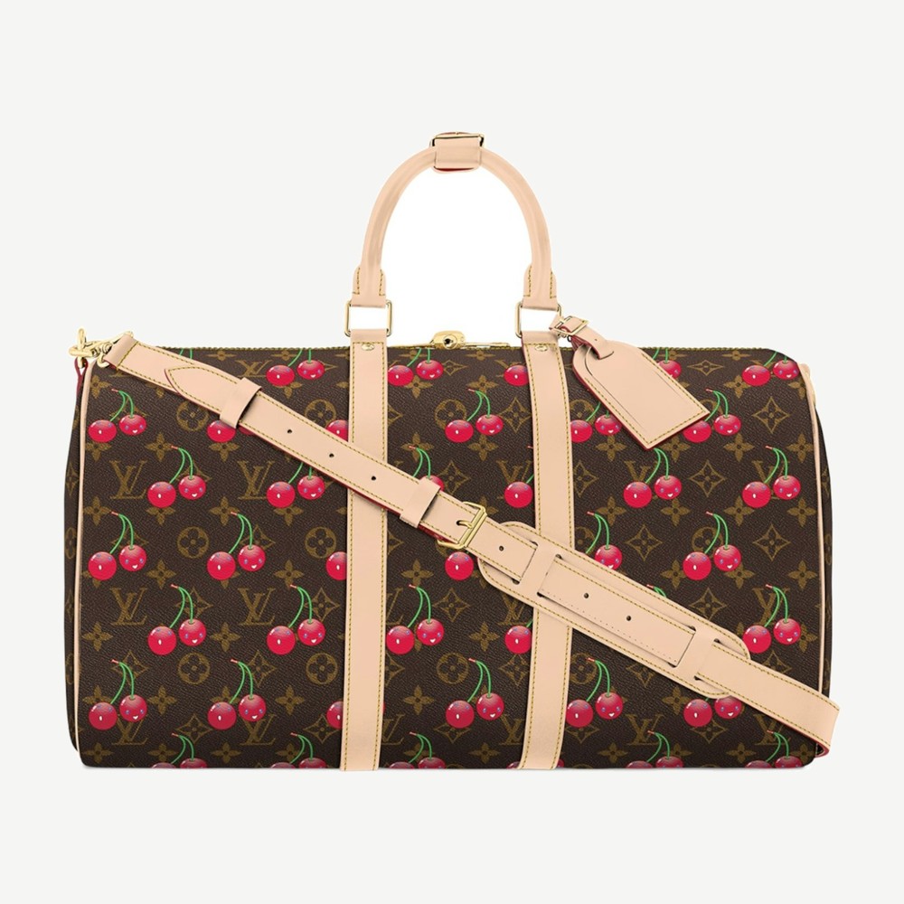 X Takashi Murakami Cherry Keepall Bandouliere 45 Brown Monogram