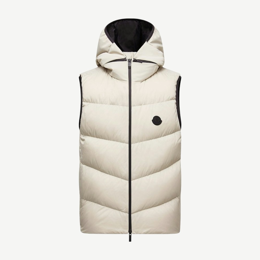 Guersac Hooded Diagonal Quilted Detachable Hood Gilet Light Grey