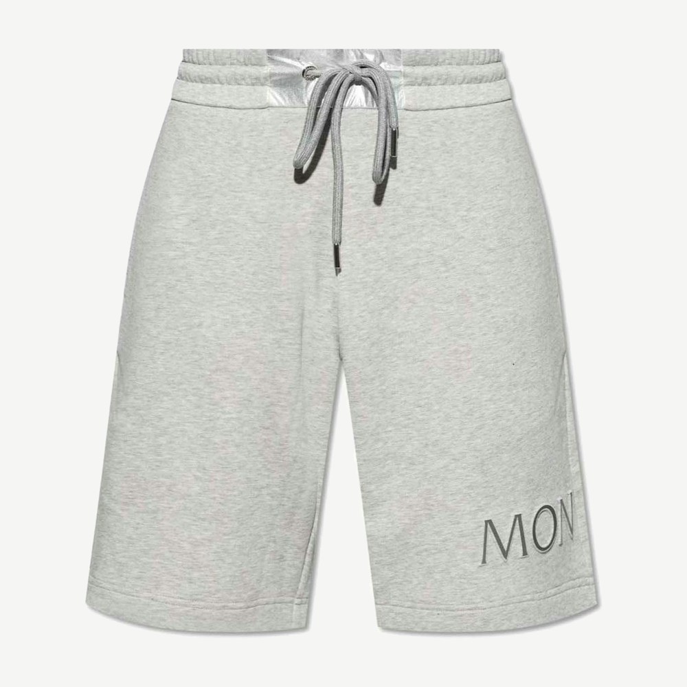 Logo Embroidered Drawstring Shorts Grey
