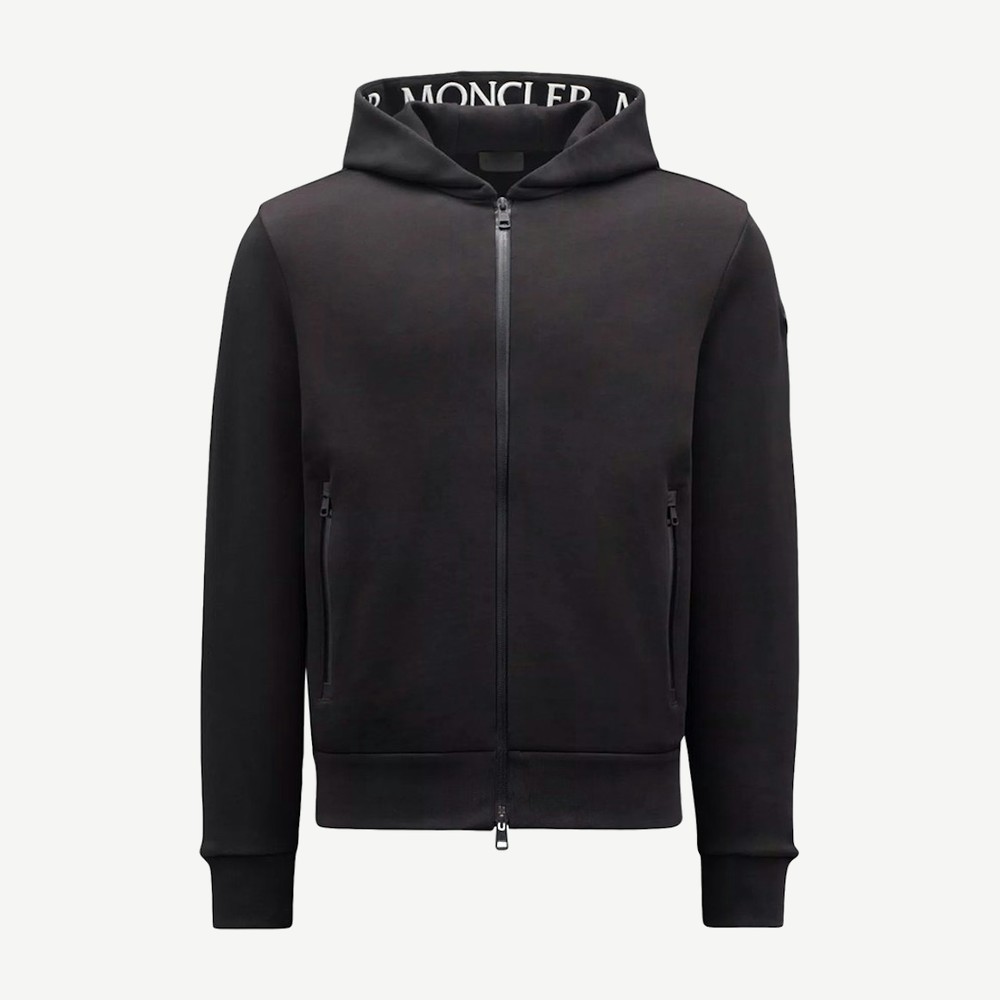 Logo Zip Up Hoodie Black