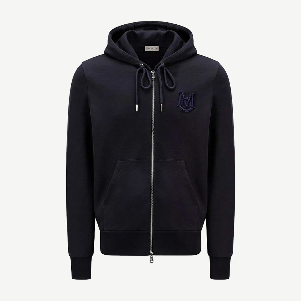 Monogram Zip Up Hoodie Navy