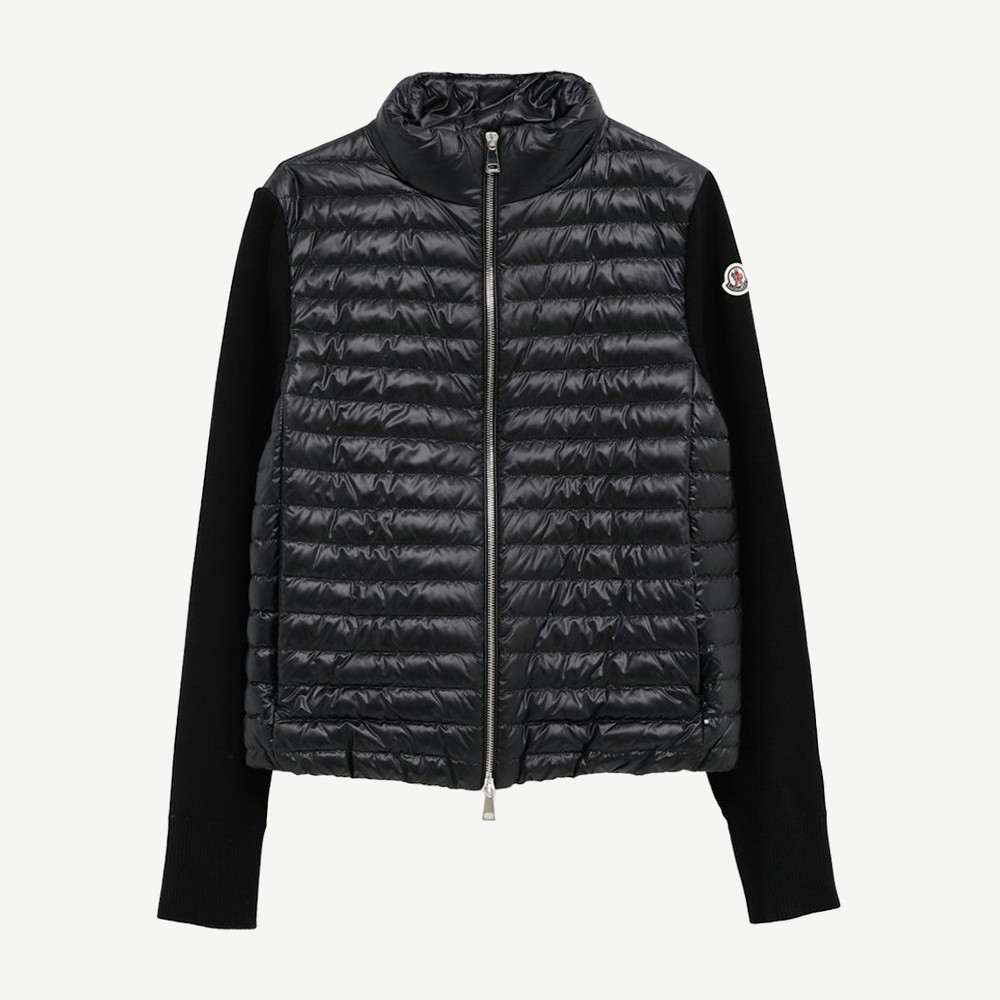 Padded Wool Cardigan Black