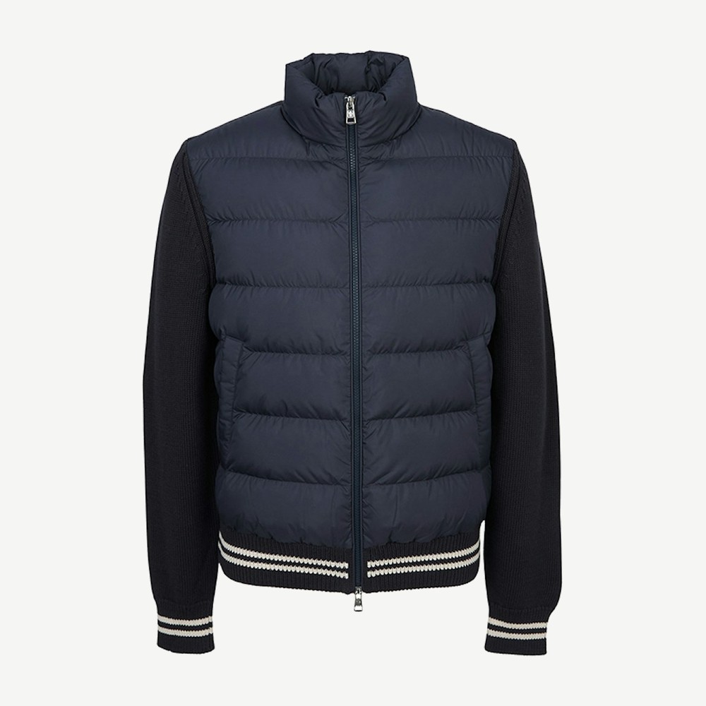 Padding Zip Up Cardigan Navy