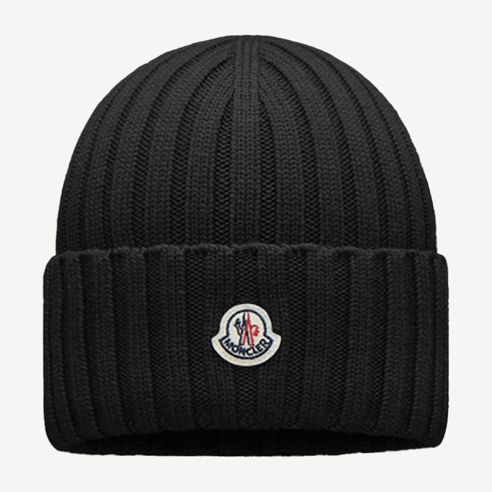 Ribbed Logo Beanie Black