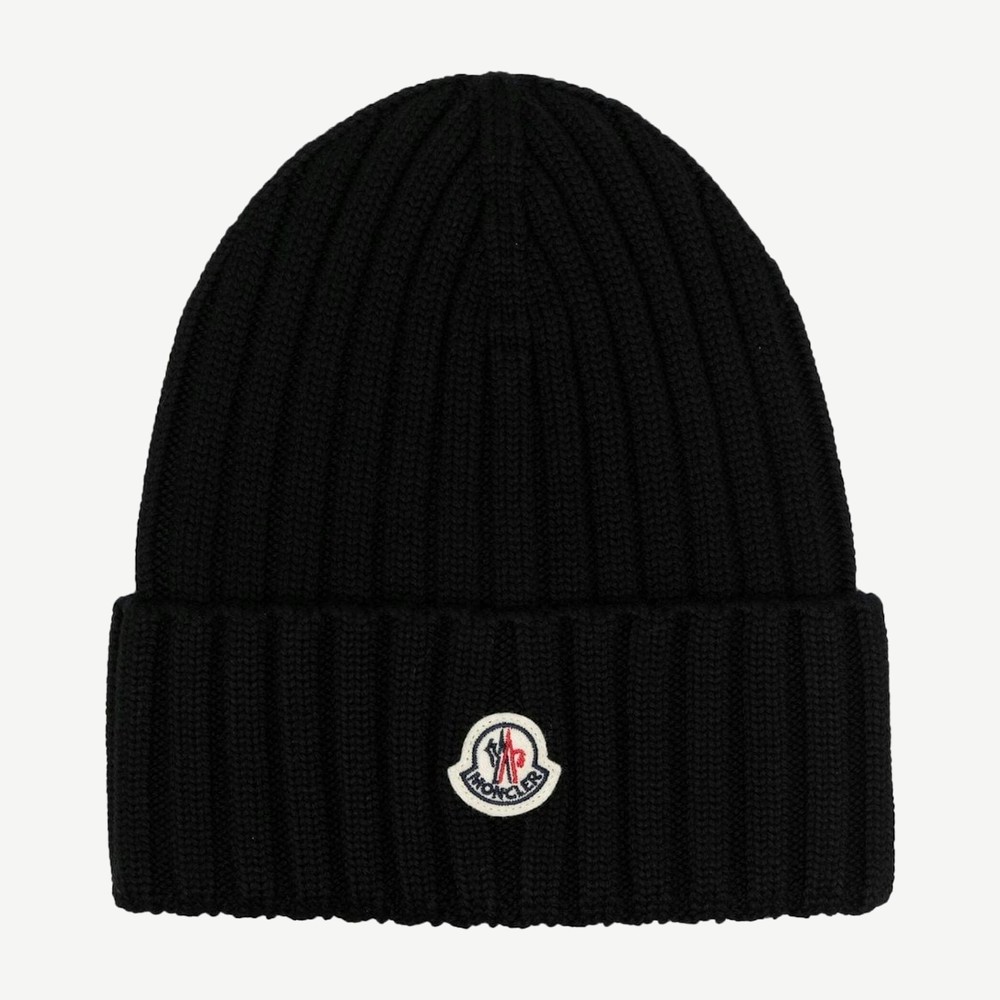 Ribbed Wool Beanie Black