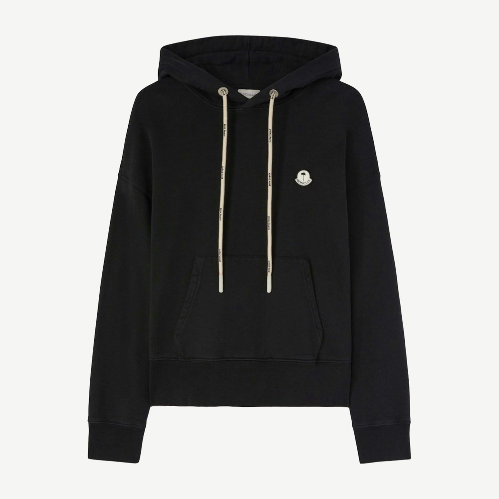 X Palm Angels Logo Patch Hoodie Black
