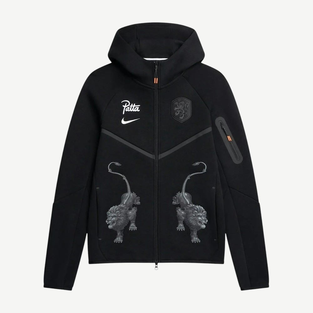 X Patta Knvb Tech Fleece Zip Windrunner Hoodie Black