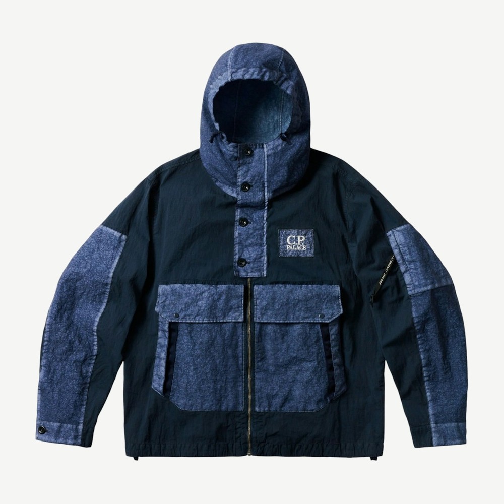 X Cp Company 50 Fili Heavy Mixed Hooded Jacket Navy