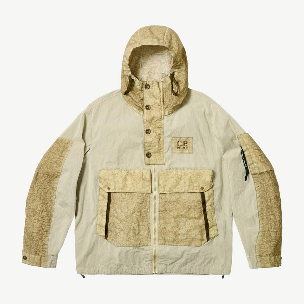 X Cp Company 50 Fili Heavy Mixed Hooded Jacket Stone
