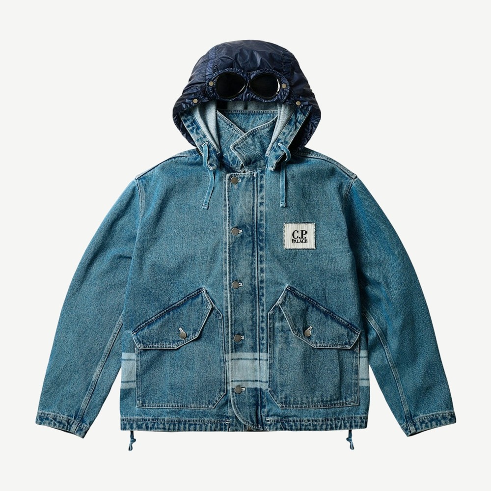 X Cp Company Denim 14 3 4oz Goggle Jacket Denim