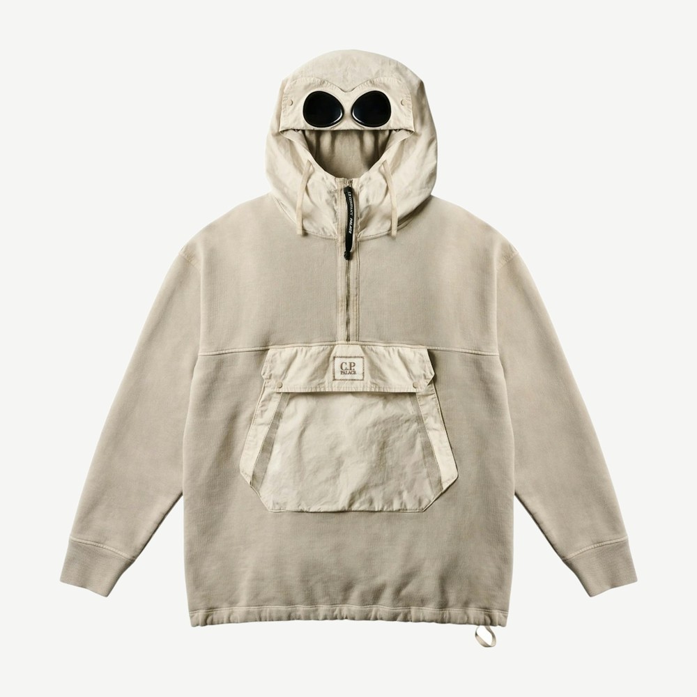 X Cp Company Fleece Old Goggle Hood Stone