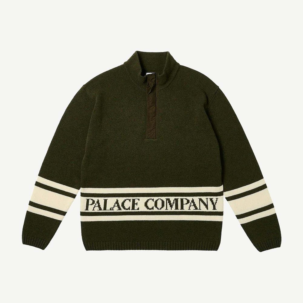 X Cp Company Funnel Neck Knit Olive