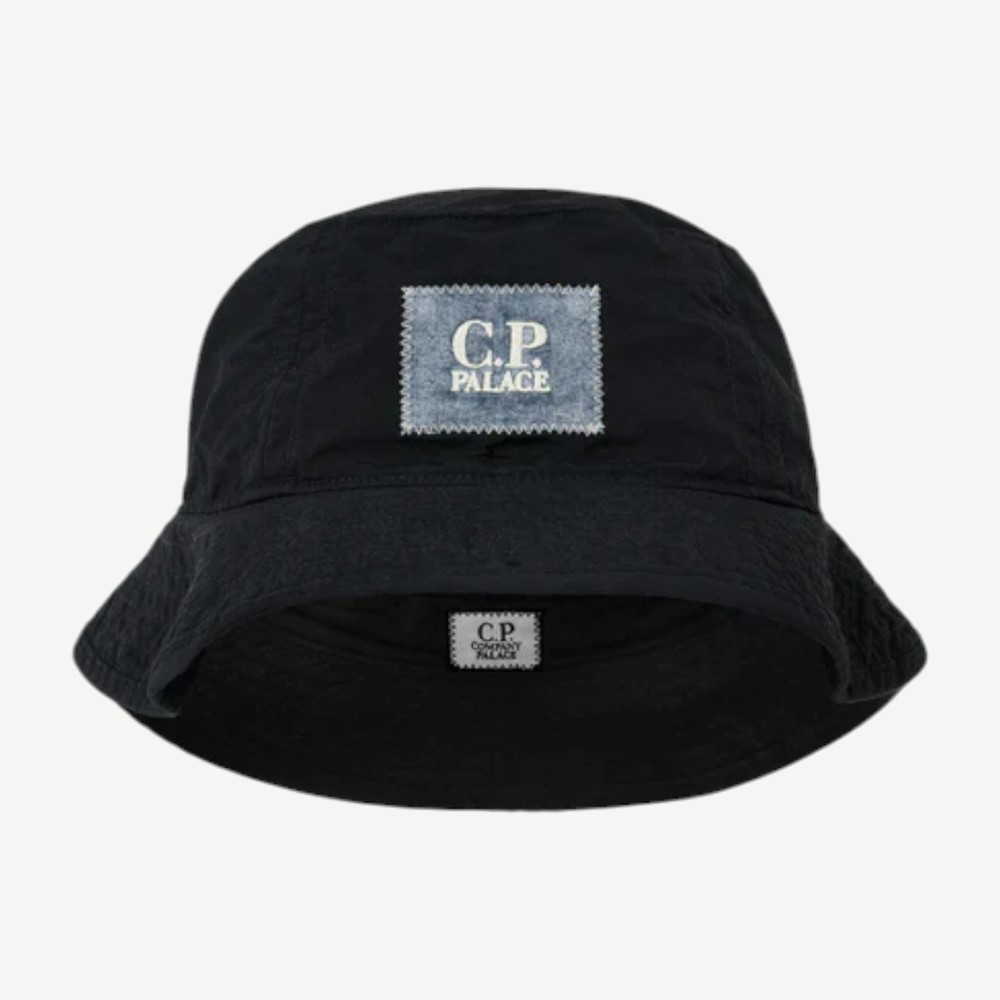 X Cp Company Plain Paper Touch Goggle Bucket Hat Navy