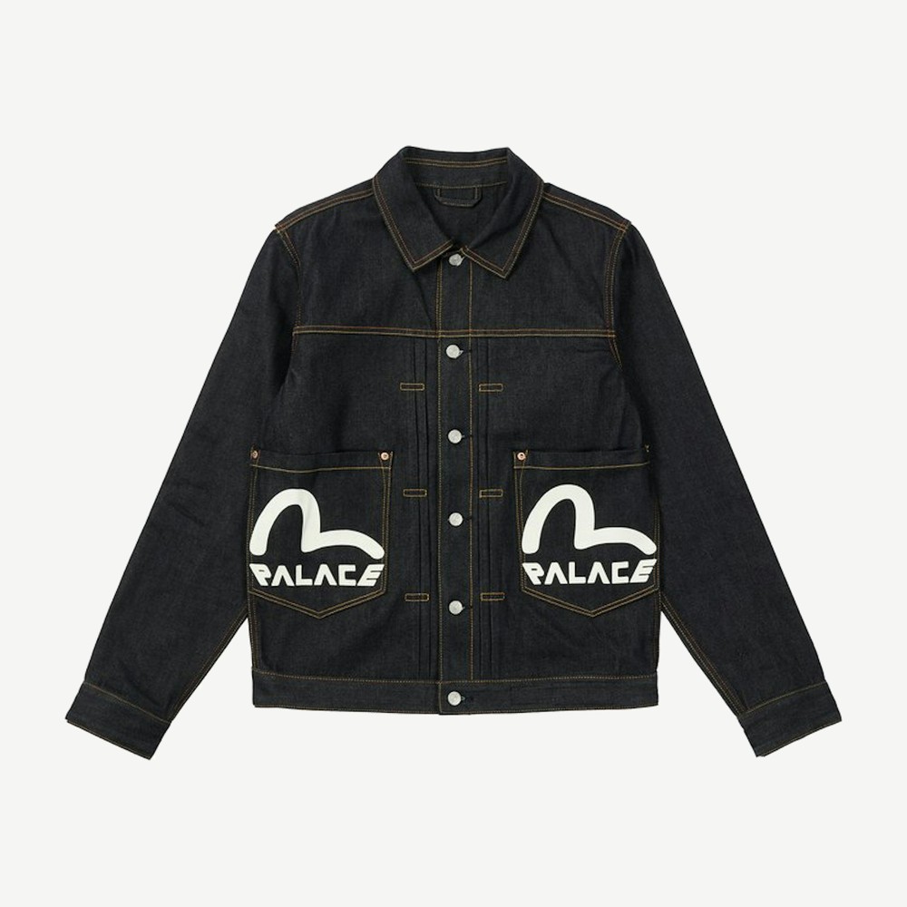 X Evisu Classic Seagull Denim Jacket Indigo Raw