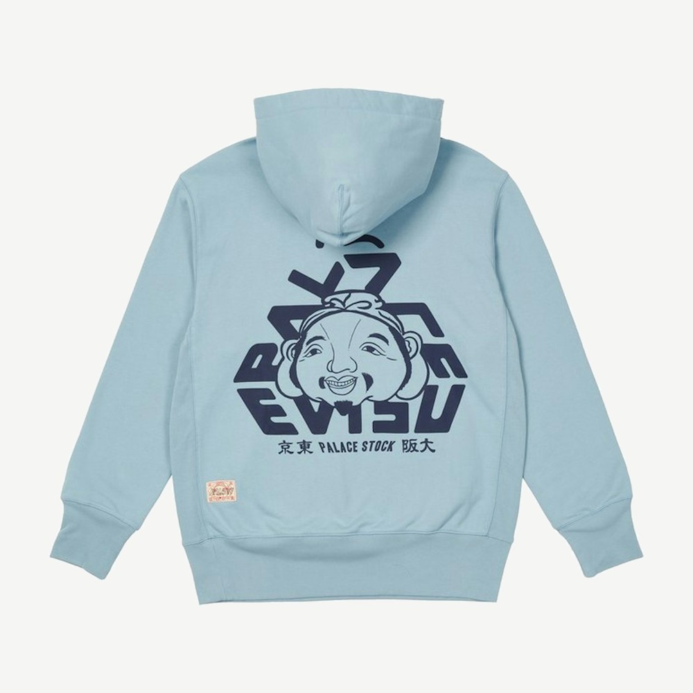 X Evisu Tri Godhead Hood Dusty Blue