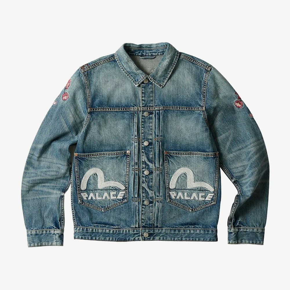 X Evisu Type One Denim Jacket Stone Wash