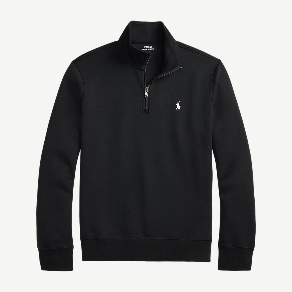 Double Knit Quarter Zip Pullover Black