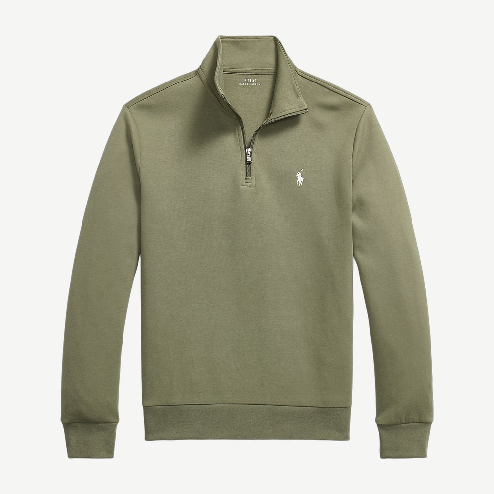 Double Knit Quarter Zip Pullover Olive