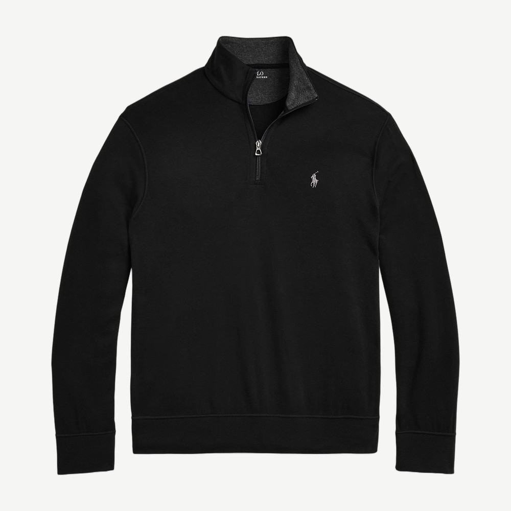 Luxury Jersey Quarter Zip Pullover Black