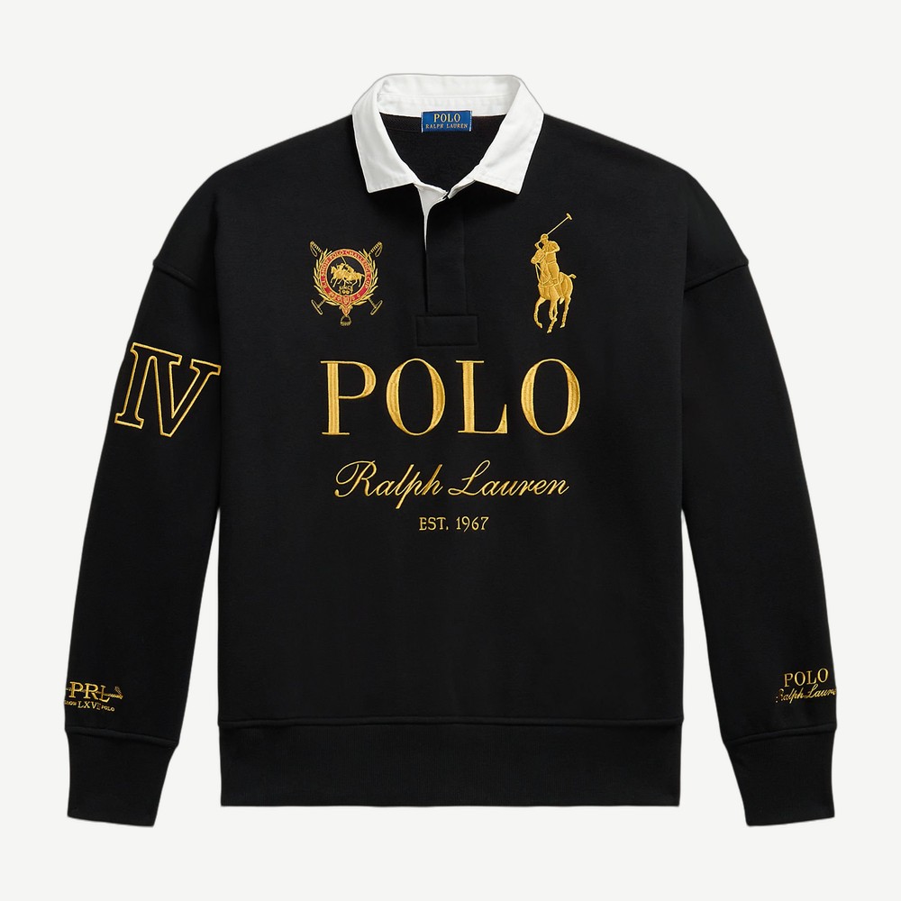Relaxed Fit Big Pony Rugby Sweatshirt Black