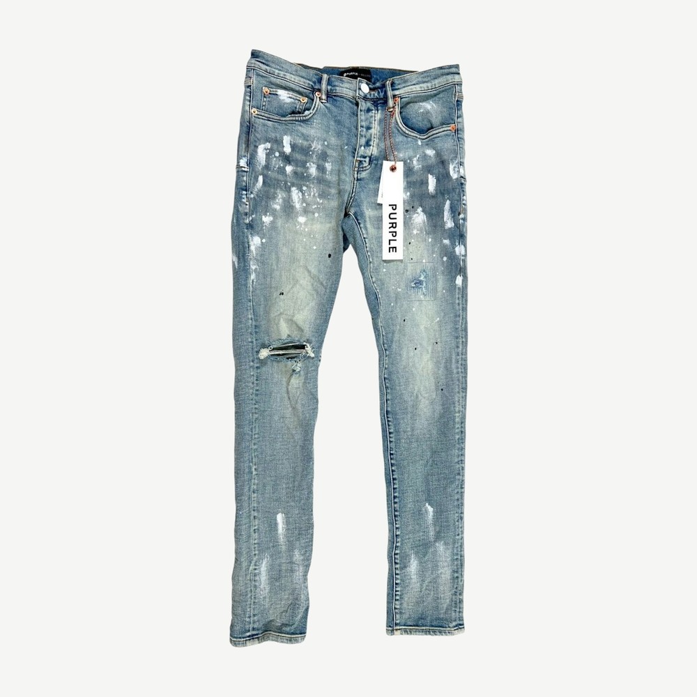 Light Indigo Paint Blowout Jean Light Blue