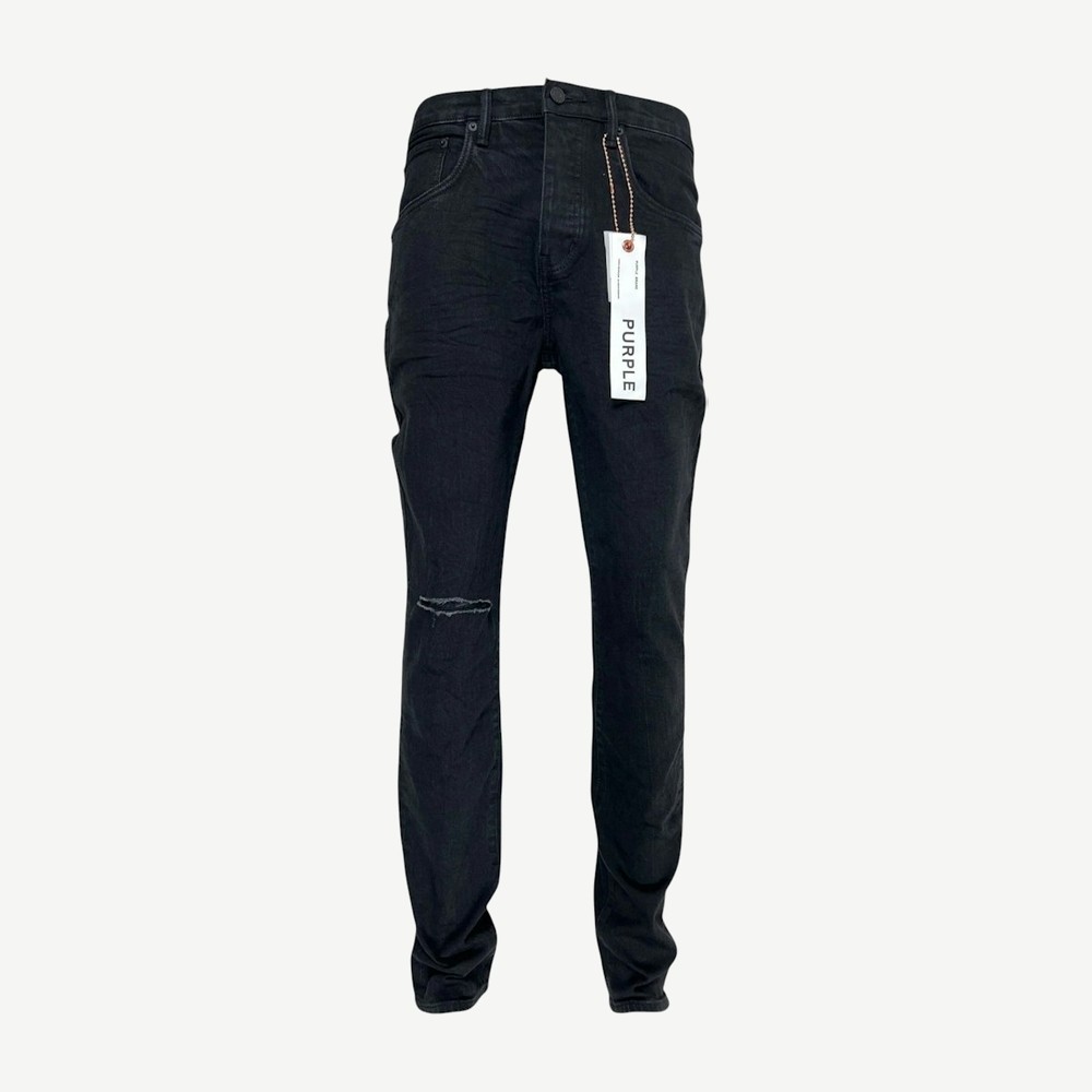 P002 Ndbr825 Knee Slit Rinse Slim Jean Black