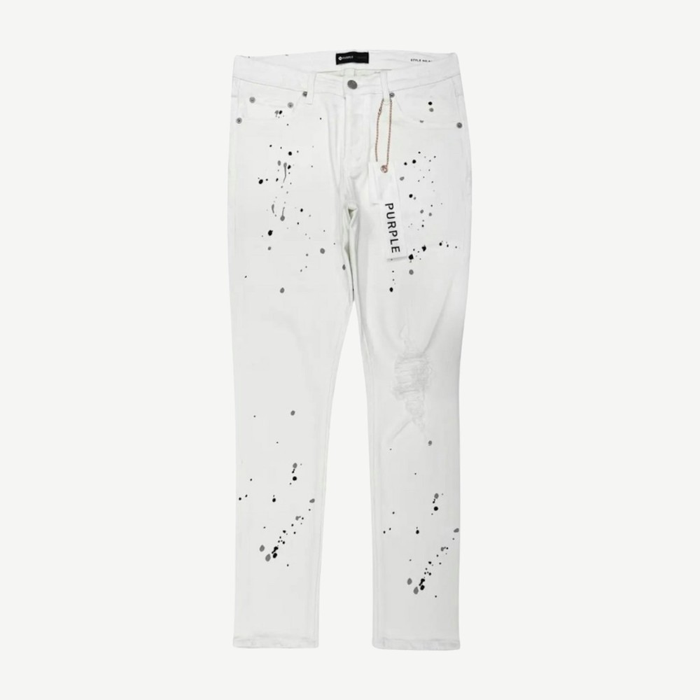 Paint Blowout Denim Pants White