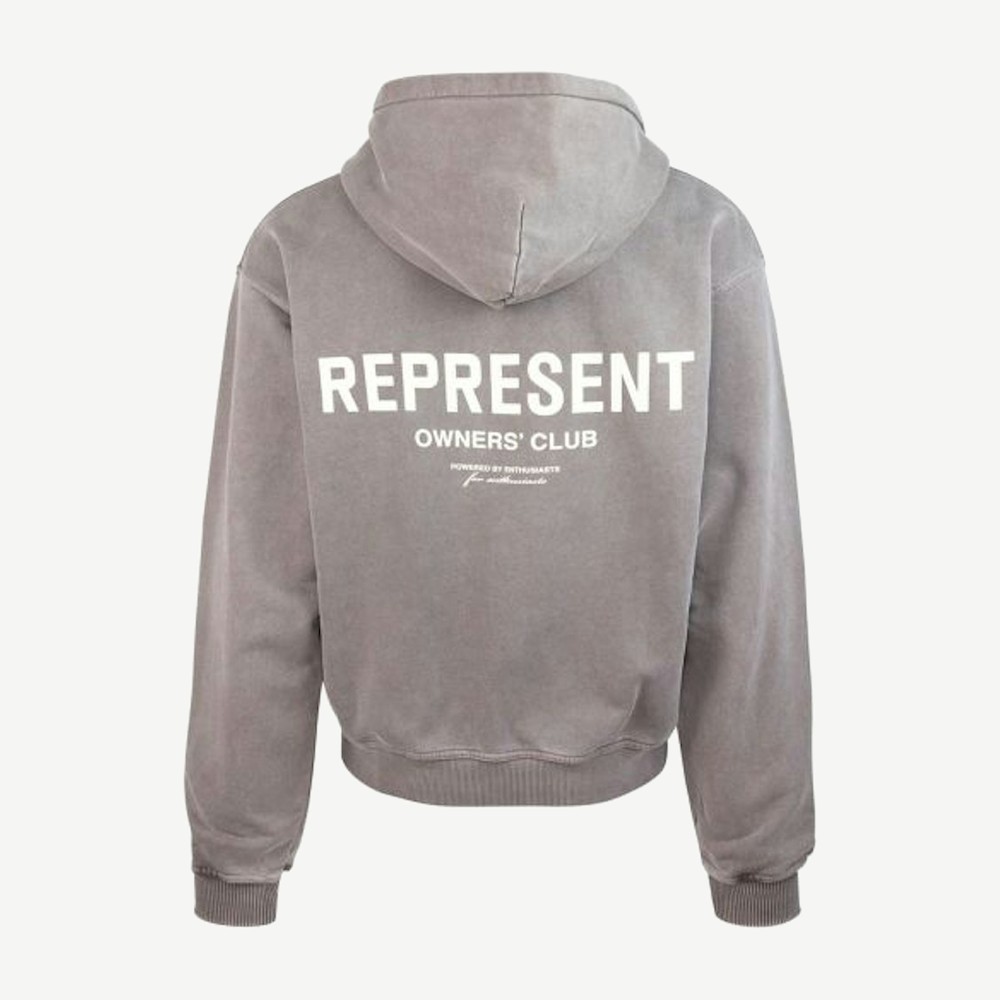 Felpa Zip Owners Club Grigia Hoodie Grey