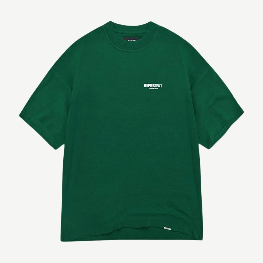 Owners Club T Shirt Racing Green White