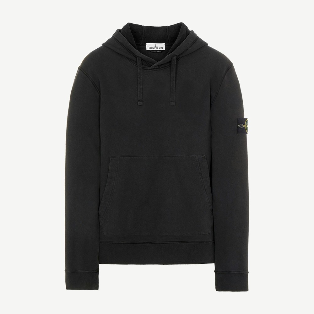 64120 Brushed Cotton Fleece Hooded Sweatshirt Black