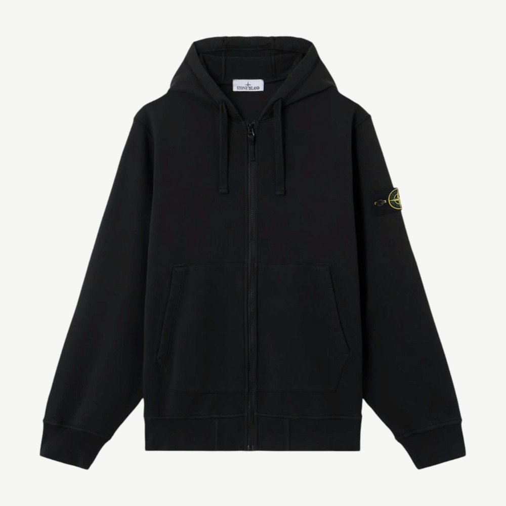 Organic Cotton Fleece Regular Fit Zip Up Sweatshirt Black