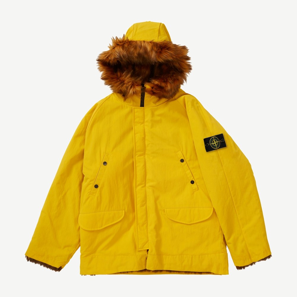 Stone Island Formula Steel Reversible Faux Fur Parka Yellow 4