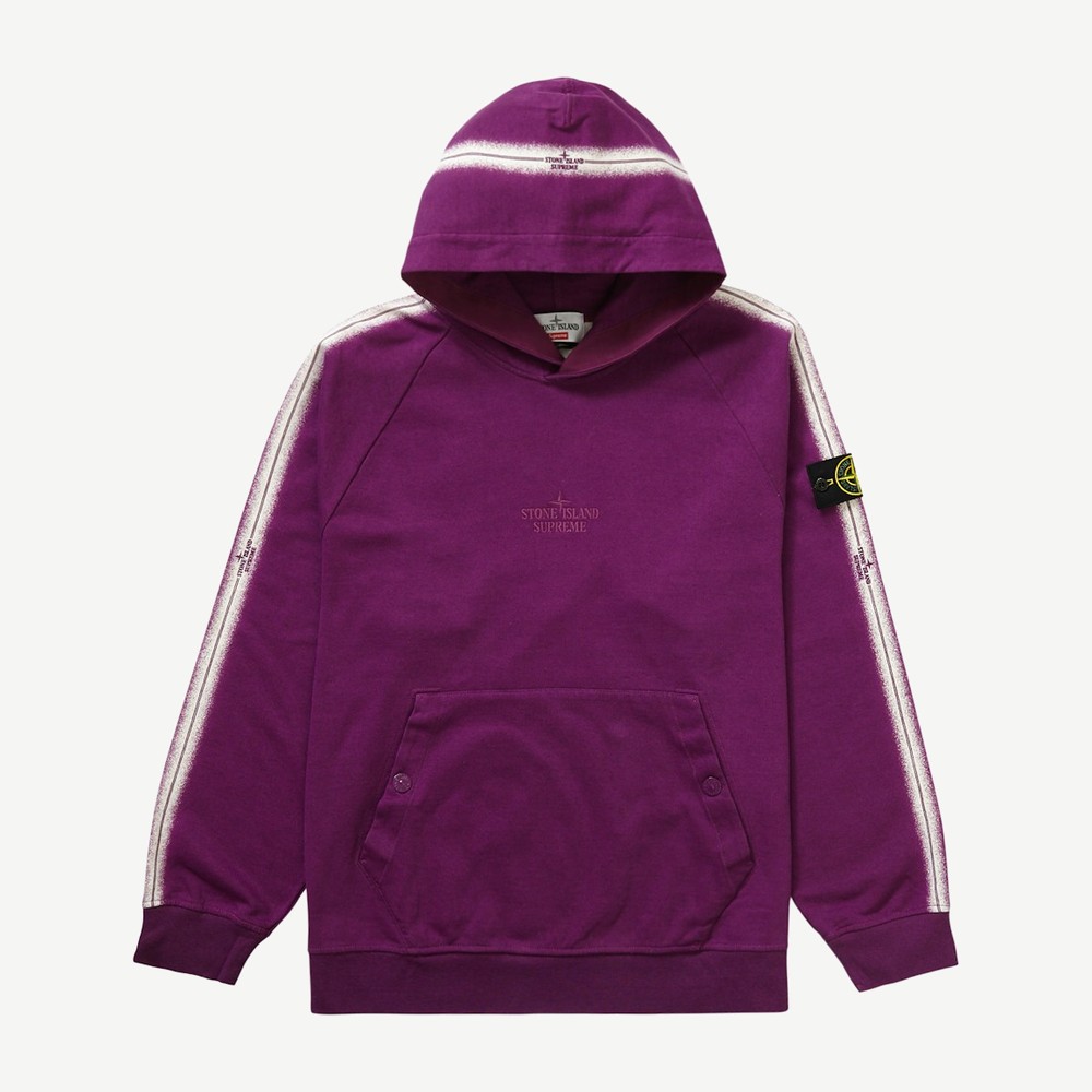 Stone Island Stripe Hooded Sweatshirt Purple