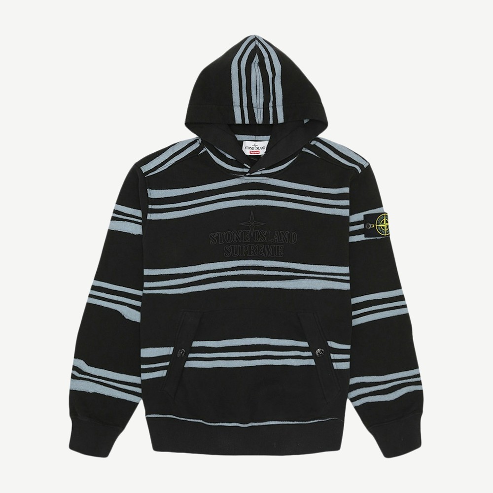 Stone Island Warp Stripe Hooded Sweatshirt Black