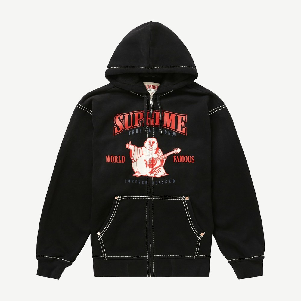 True Religion Zip Up Hooded Sweatshirt Black