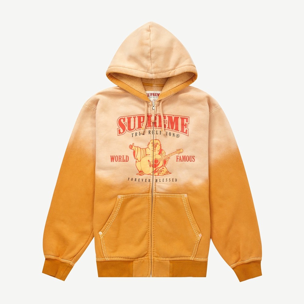 True Religion Zip Up Hooded Sweatshirt Dusty Orange