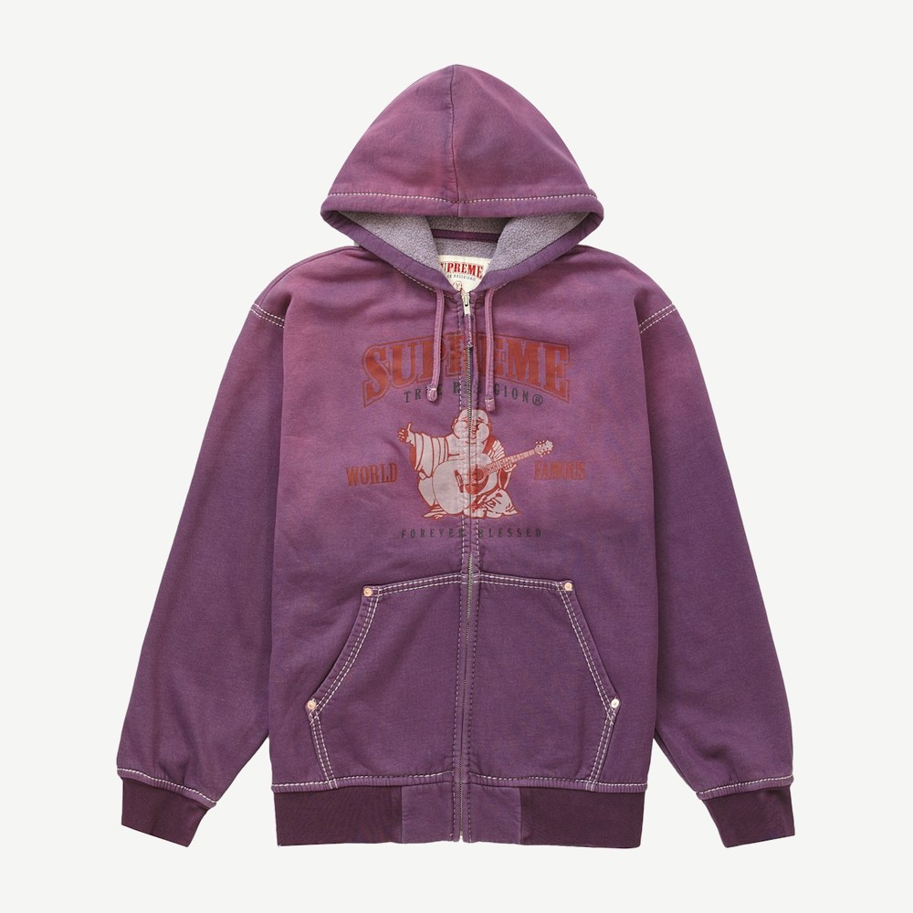 True Religion Zip Up Hooded Sweatshirt Purple