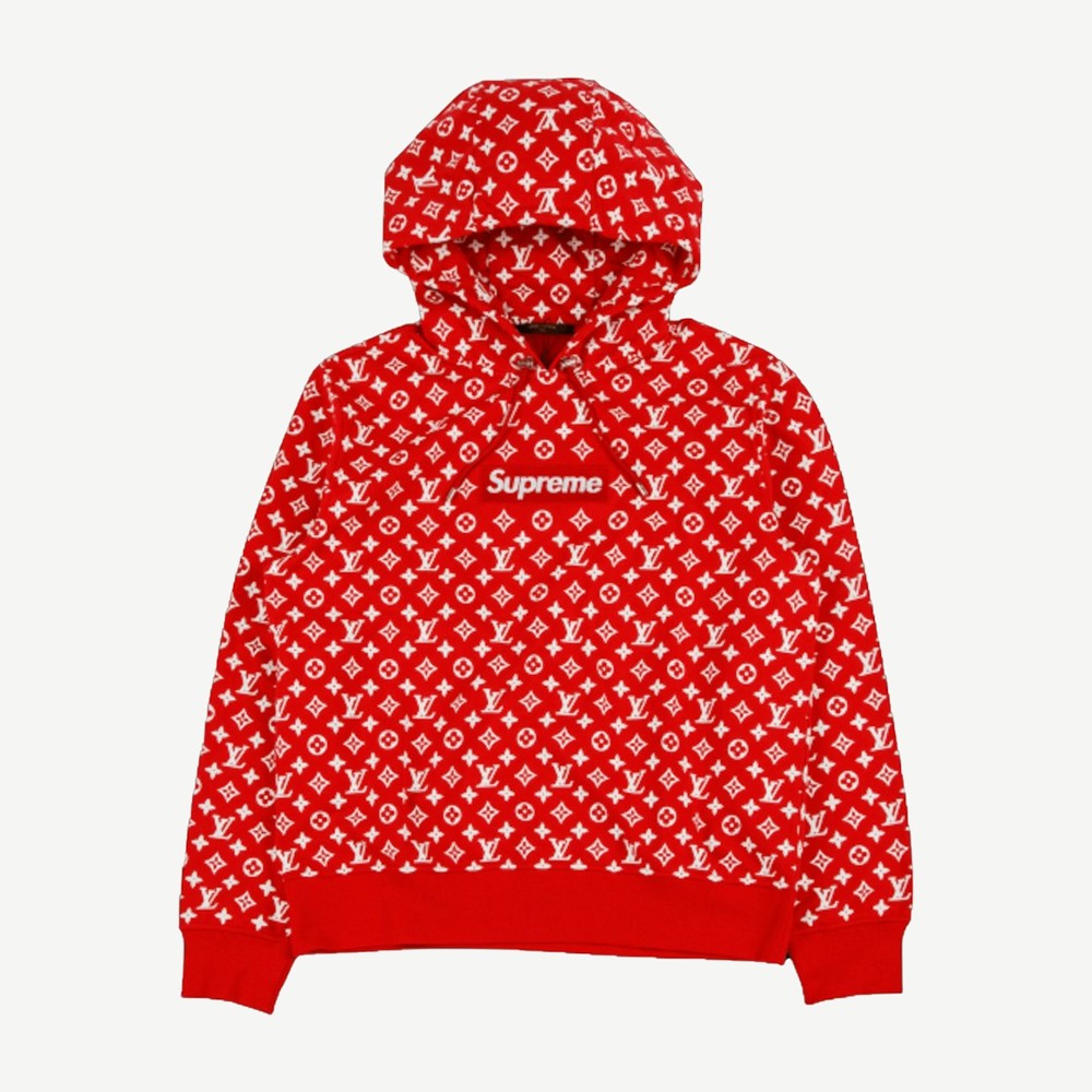 X Louis Vuitton Box Logo Hooded Sweatshirt Red