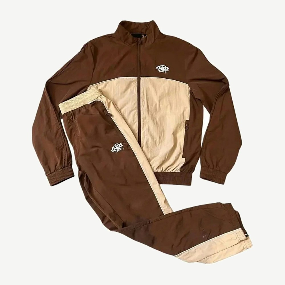 Syna Logo Shell Tracksuit Brown Beige