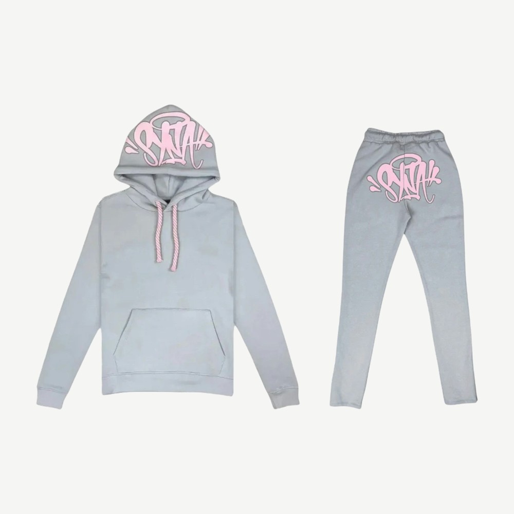 Syna Logo Tracksuit Grey Pink