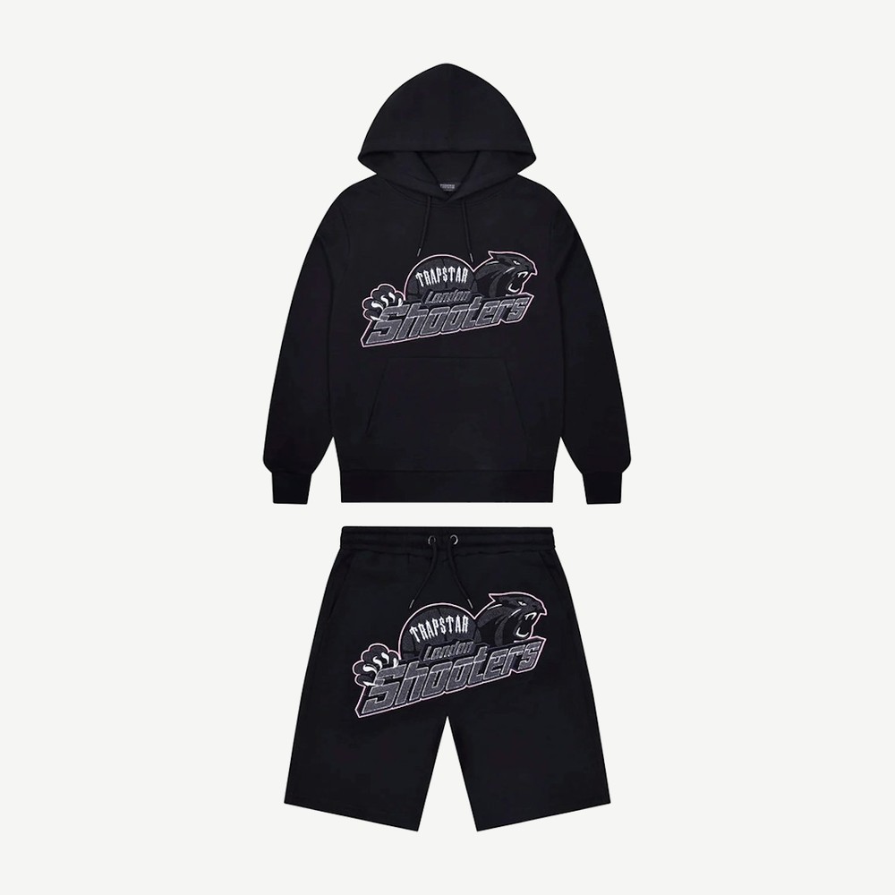 Shooters Hoodie Short Set Black