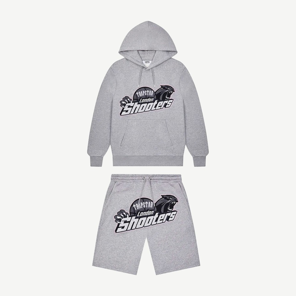Shooters Hoodie Short Set Grey