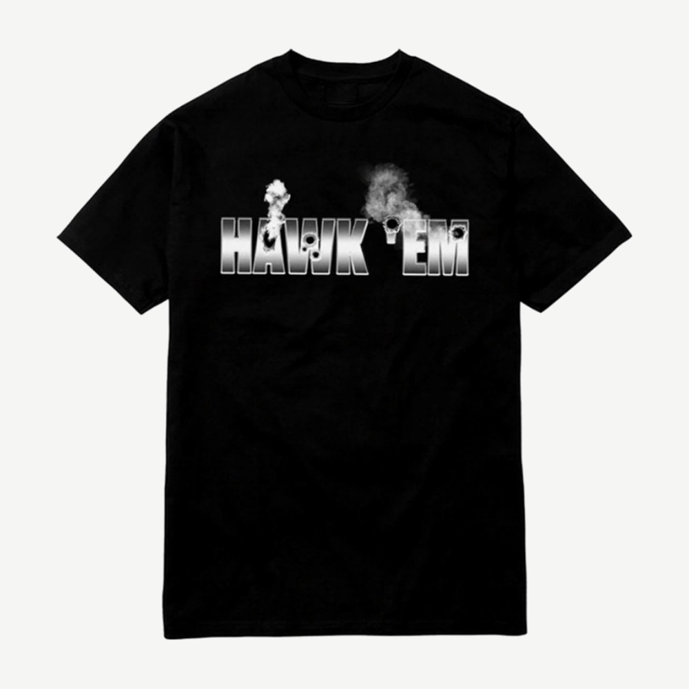 Pop Smoke X Vlone Hawk Em Tee Black